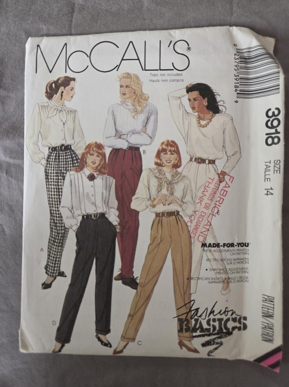 McCall's 3918 Misses' Pants Sewing Pattern